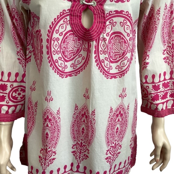Calypso St. Barths pink lace up v-neck tunic size small - Picture 5 of 8